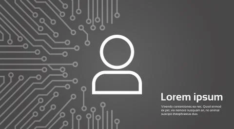 User Icon Member Over Computer Chip Moterboard Background Banner イラスト素材