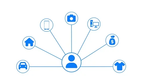 User Icon Network with Lifestyle Elements Animation Stock Footage 316491346