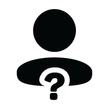 User icon with question mark symbol vector with male person profile avatar Stock Illustration