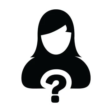 User icon with question mark symbol vector with female person profile avatar Stock Illustration