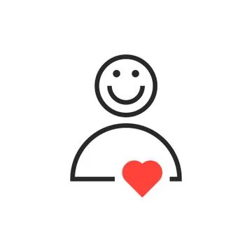User icon with red heart Stock Illustration