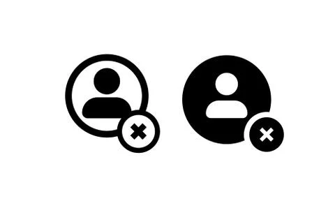 User icon set in black. Avatar with cross and round for accounting, profile Stock Illustration