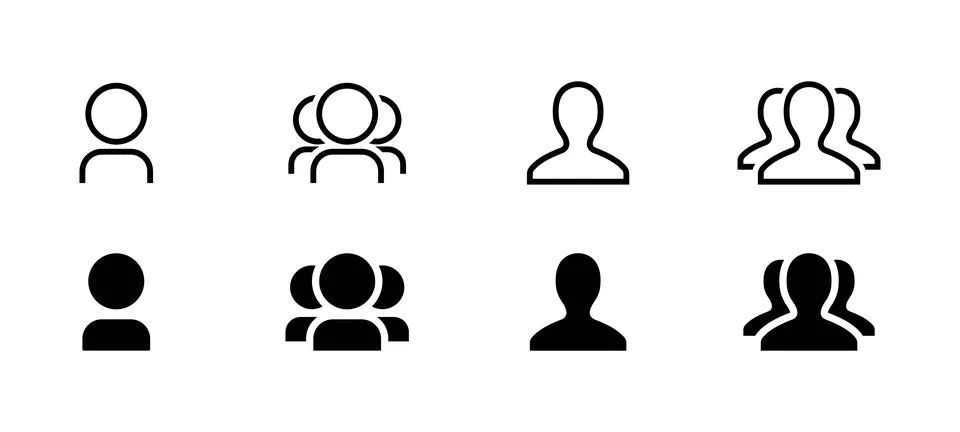 User icon. Set of single and group profile avatars shows people identity an.. Stock Illustration