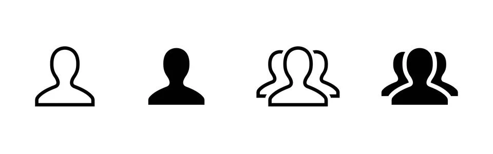 User icon. Simple human silhouette marks a person profile vector. Group and.. Stock Illustration