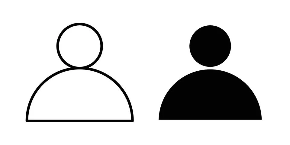 User icon solid, line, and editable vector set. Stock Illustration