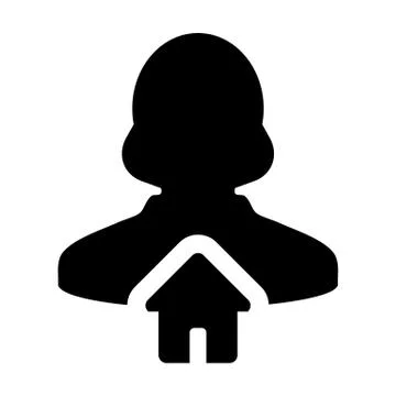 User icon vector with home symbol person profile female avatar in a flat color Stock Illustration