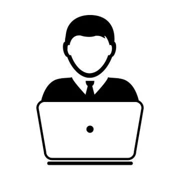 User Icon Vector With Laptop Computer Male Person Profile Avatar for Business Stock-Illustration