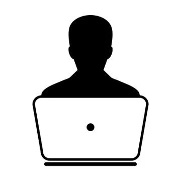 User Icon Vector With Laptop Computer Male Person Profile Avatar for Business Stock-Illustration