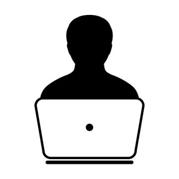 User Icon Vector With Laptop Computer Male Person Profile Avatar for Business 스톡 일러스트