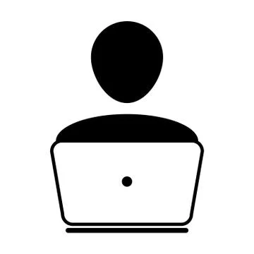 User Icon Vector With Laptop Computer Male Person Profile Avatar for Business Stock-Illustration