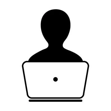 User Icon Vector With Laptop Computer Male Person Profile Avatar for Business Illustrazione stock