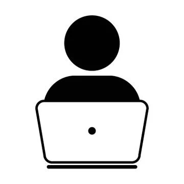 User Icon Vector With Laptop Computer Male Person Profile Avatar for Business Illustrazione stock