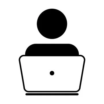 User Icon Vector With Laptop Computer Male Person Profile Avatar for Business Stock Illustration