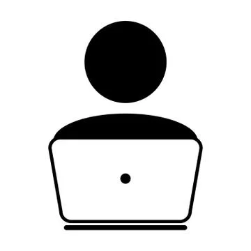 User Icon Vector With Laptop Computer Male Person Profile Avatar for Business Stock-Illustration