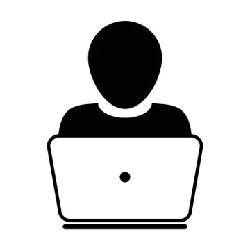 User Icon Vector With Laptop Computer Male Person Profile Avatar for Business 库存插图