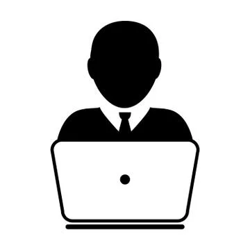 User Icon Vector With Laptop Computer Male Person Profile Avatar for Business Stock-Illustration