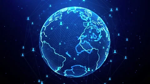 User icon World map and binary code node line connection, Network and technology Stock Footage 177330368