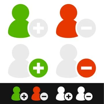 User icons. Add, remove user icons Stock Illustration