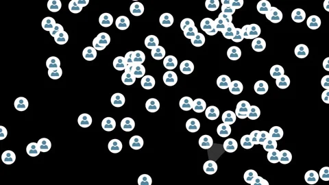 User icons on black background, flat elements animation. Team of people Stock Footage 243615484