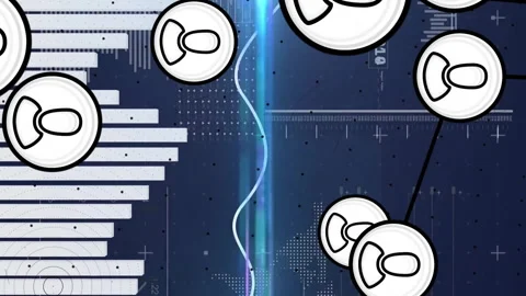 User icons connected by lines, data visualization animation over bar and line Video stock 312727667