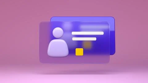 User ID Card Icon on Speech Glass Morphism Bubble Realistic Symbol. Stock Illustration