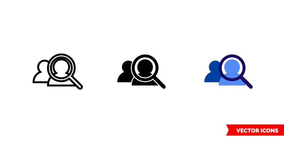 User identification icon of 3 types color, black and white, outline. Isolated Illustrazione stock