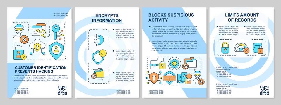 User identification prevents hacking blue brochure template 스톡 일러스트