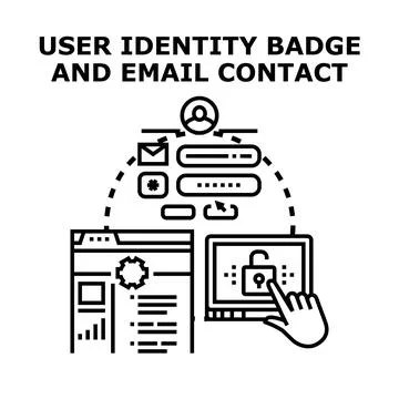 User identity and email contact managing system Stock Illustration