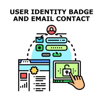 User identity and email contact managing system Stock Illustration