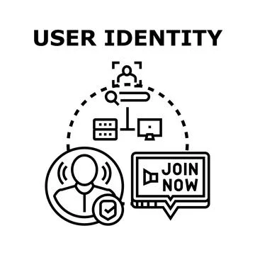 User identity concept managing online personal data Stock Illustration