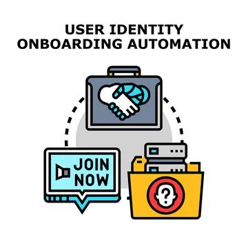 User identity onboarding automation process concept Stockillustratie