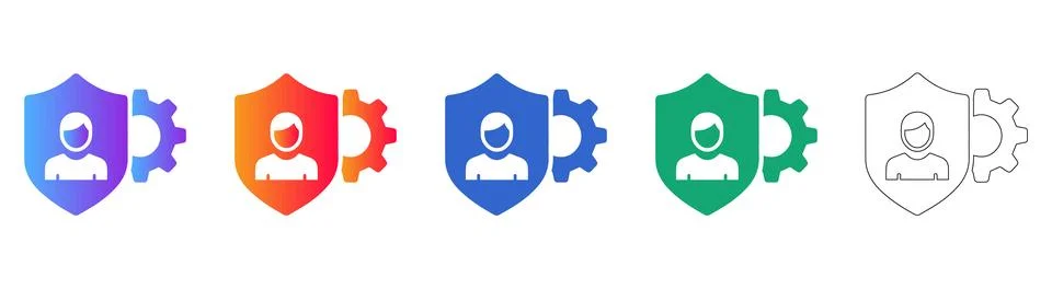 User Identity Security and Shield Icon Set Illustrazione stock