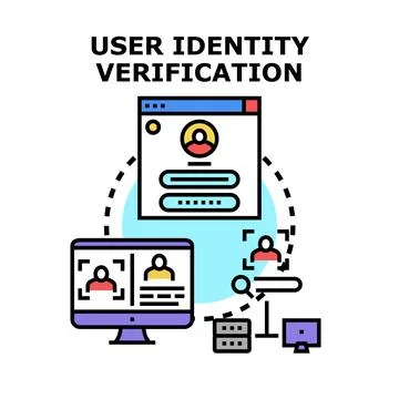 User identity verification process online security concept Stock Illustration