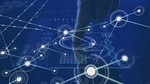 User index finger tapping node on medical panel, expanding diagnostic network Video stock 311900938