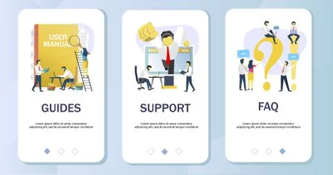 User info mobile app onboarding screens vector template Stock Illustration