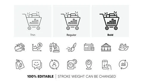 User info, Update data and Spa stones line icons. For web app, printing. Line Illustrazione stock