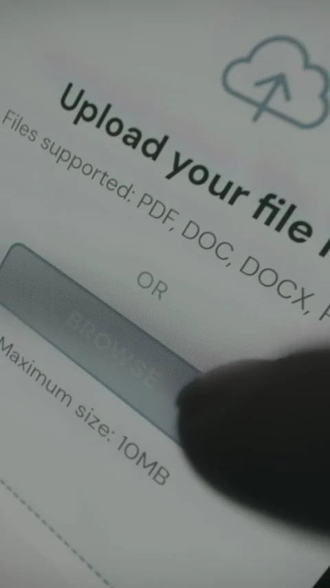 User initiates file selection by tapping the Browse button Stock Footage 333835685