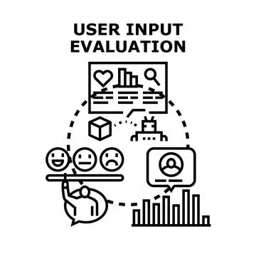 User input evaluation process collecting feedback data Stock Illustration