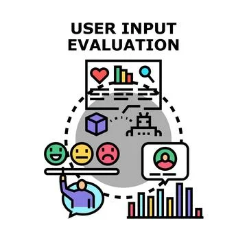 User input evaluation process collecting feedback data Illustrazione stock