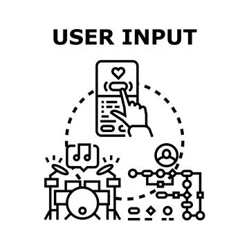 User input interaction controlling digital processes and music Stock Illustration