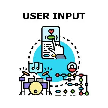 User input interaction controlling digital processes and music Illustrazione stock