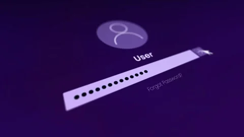 User input password animation in realistic monitor screen and close up shot Stock Footage 297179093