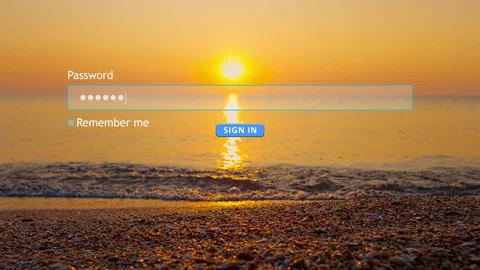 User inputs password on website form at sunset by the beach Stock Footage 334023003
