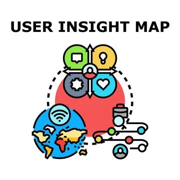 User insight map analyzing customer journey data Stock Illustration