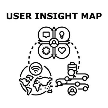 User insight map analyzing customer journey data Stock Illustration
