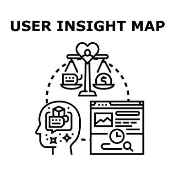 User insight map tracking consumer behavior and needs Stock Illustration