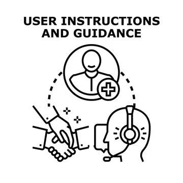 User instructions and guidance concept vector preparing help Ilustración de archivo