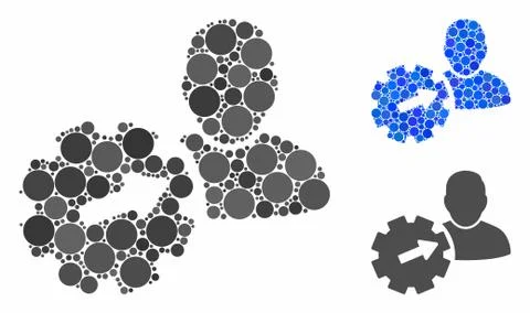 User integration API gear Mosaic Icon of Circles Stock Illustration