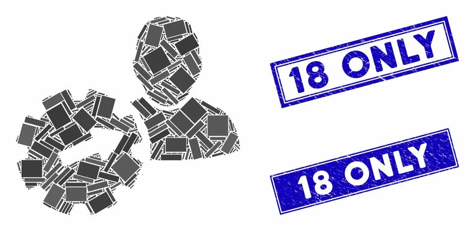 User Integration API Gear Mosaic and Distress Rectangle Seals イラスト素材