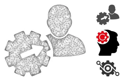 User Integration API Gear Polygonal Web Vector Mesh Illustration Illustrazione stock